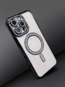 全新奢华时尚闪钻透明手机壳适用于 16 15 14 Plus 13 12 11 Pro Max 磁性无线充电后盖