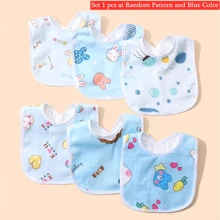 1/2/3 piezas Baberos de bebé con estampado de caramelo de color azul al azar, aptos para uso diario, baberos impermeables con estampado de dibujos animados para bebés de las cuatro estaciones, baberos tipo pañuelo de bebé niño con lindos patrones de animales