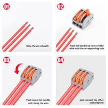 20 件/54 件杠杆线连接器，DIY 快速线连接器 (28-12 AWG)，迷你快速线连接器，2/3/5 端口推入式电气连接端子，插入式连接端子块，适用于 0.4-4.0mm 线径，无需胶带捆绑，快速连接 - 彩色 - 查看 8