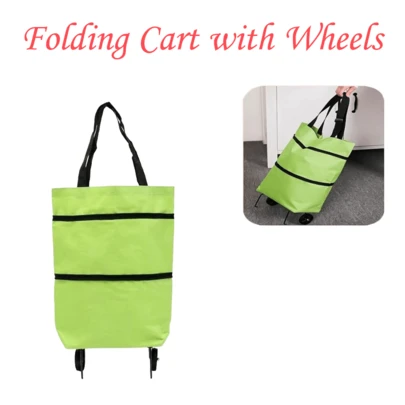 1pc Multi-Color 2-In-1 Lightweight Foldable Shopping Cart, Wheeled Folding Cart, Reusable Grocery Bag, Unisex Travel Tote, Household, Kitchen