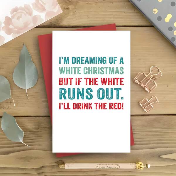 1 Pc Humorous Christmas Greeting Cards - Holiday Wine Themed Holiday Note Cards, Colorful Neutral Christmas Cards For Friends And Family Home Decor Christmas Decorations Room Decor