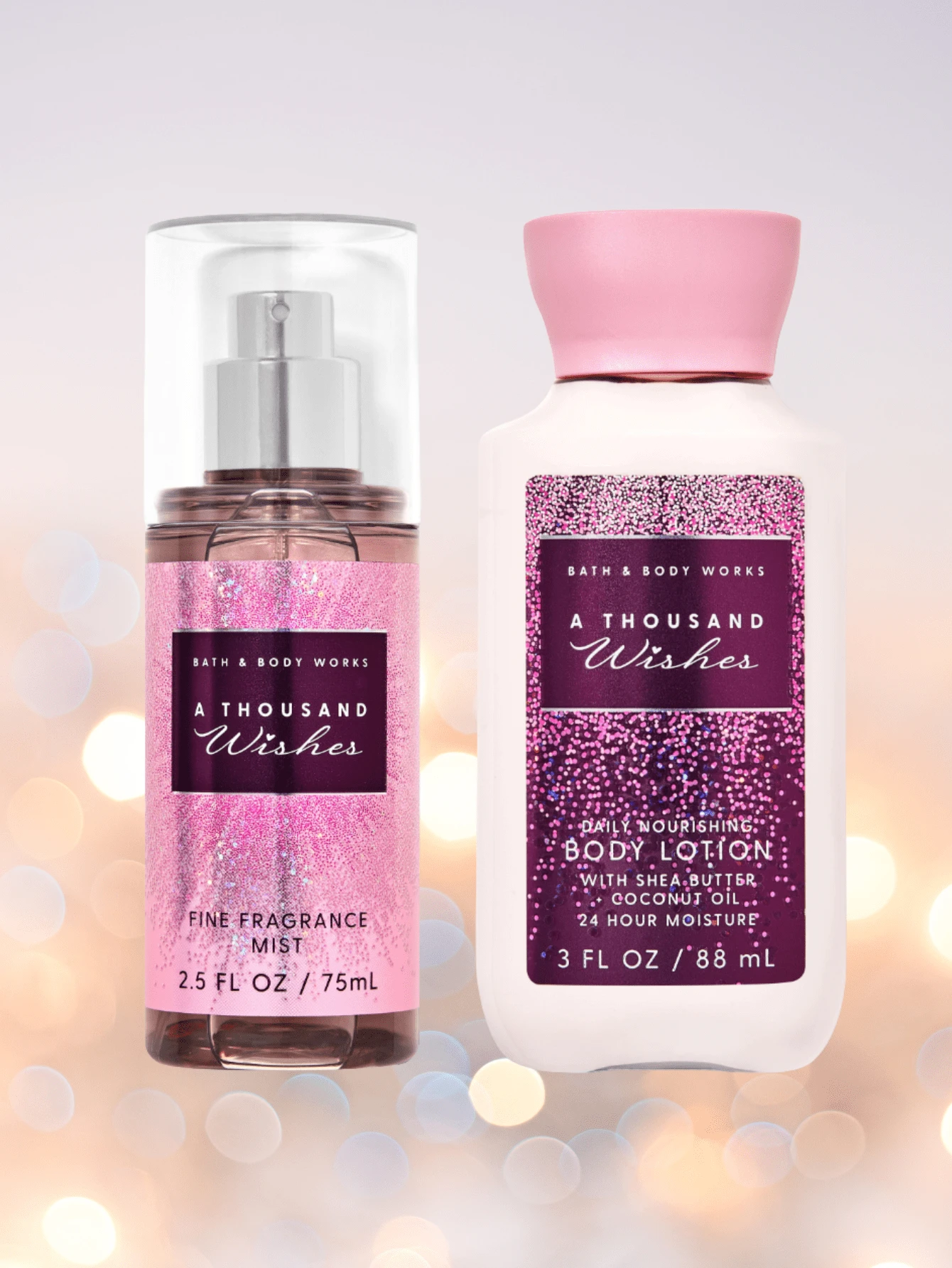 Bath And Body Works BBW Travel Size Mini Body Lotion Duo 2 Piece Set 3oz - A Thousand Wishes Set - View 1