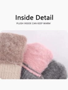 女士冬季手套 保暖手套 弹性针织触屏手套 适合寒冷天气