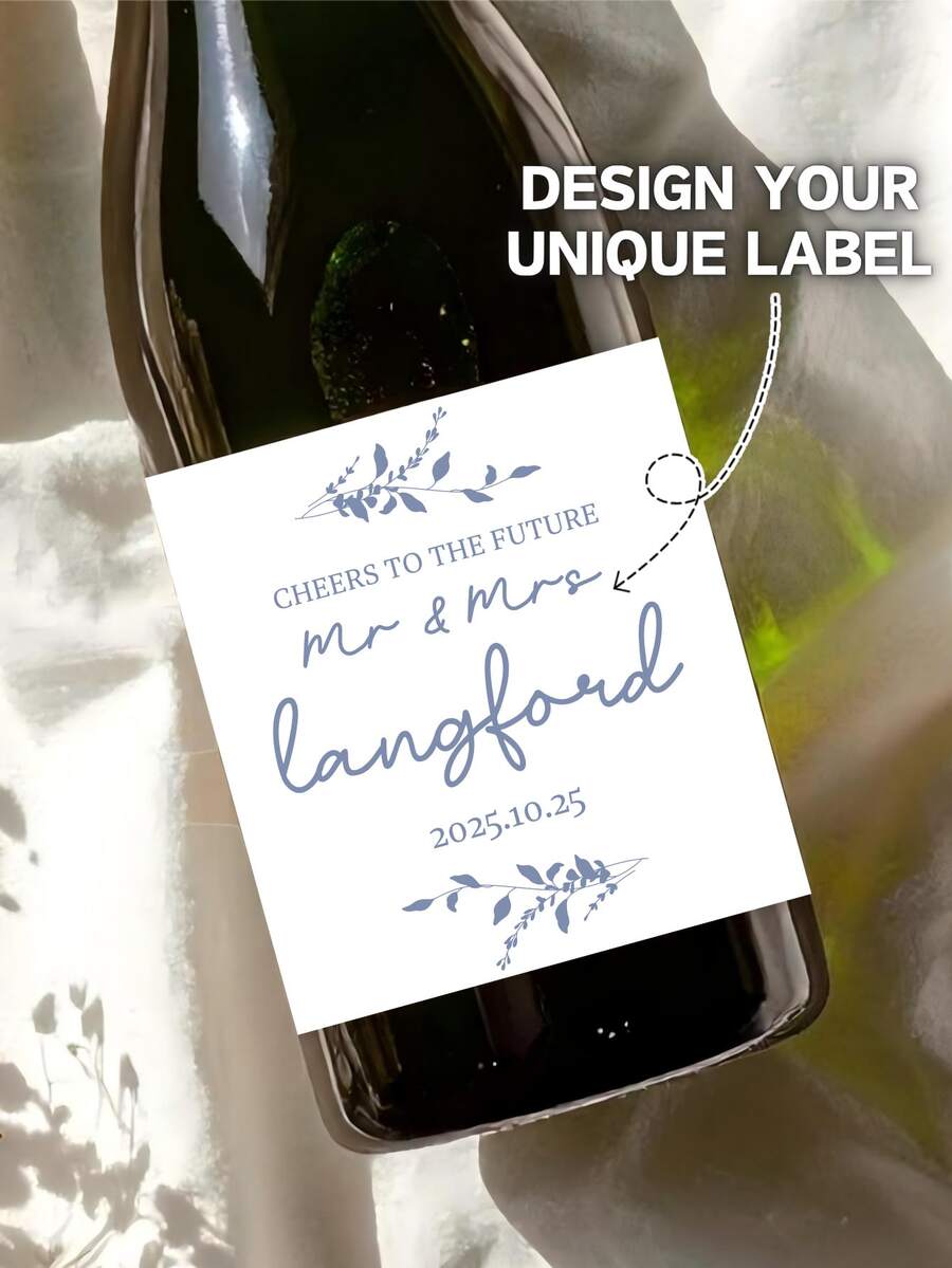 Custom Waterproof Personalized Wine Bottle Labels - Suitable For Weddings, Bridal Showers, Newlyweds, Couples, Special Events And Holiday Parties. Bridesmaid Champagne Labels, Maid Of Honor Labels, Wedding Party Invitation Labels, Mini Or Full-Size Modern Bridesmaid Proposal Labels, "Be My Bridesmaid" Gift Box Ideas, Thanksgiving, Christmas, New Year Gifts - EngagedB - View 1
