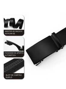 Men's Leather Belt With Automatic Metal Ratchet Buckle – Casual And Functional For Students And Everyday Use KITS 1/2/ - 隨機顏色 - 查看 2