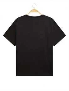 Camiseta de mujer de moda, diseño de corazón y eslogan - punto casual - blanca con corazón verde, perfecta para primavera/verano/otoño - Negro - Ver 5