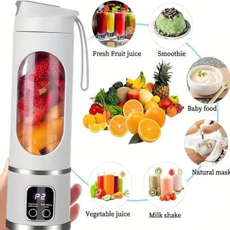 USB Charging Portable Blender And Handheld Juicer - Easy To Clean, Perfect For Smoothies, Milkshakes, And Fresh Fruit Drinks - Capacity Ranging From 10.14 Ounces To 16.91 Ounces, With Digital Display And Stainless Steel Blades - Perfect For Home, Office, Outdoor Travel, Mini Ice Makers