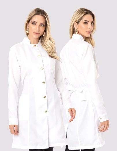 Jaleco Feminino com Botão Acinturado Esteti Cora