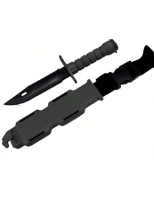 1:1 逼真 M9 刺刀复制品，塑料软凝胶安全训练刀，军事收藏品，户外 CS 装备，角色扮演玩具（设计） - 彩色 - 查看 1
