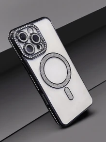 全新奢华时尚闪钻透明手机壳适用于 16 15 14 Plus 13 12 11 Pro Max 磁性无线充电后盖