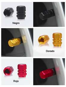 Tapon Pivote Valvula Auto Moto Bici 4 piezas Cubre Llanta Aluminio Neumatico Universal Vmingo Mexico - Negro - Ver 4