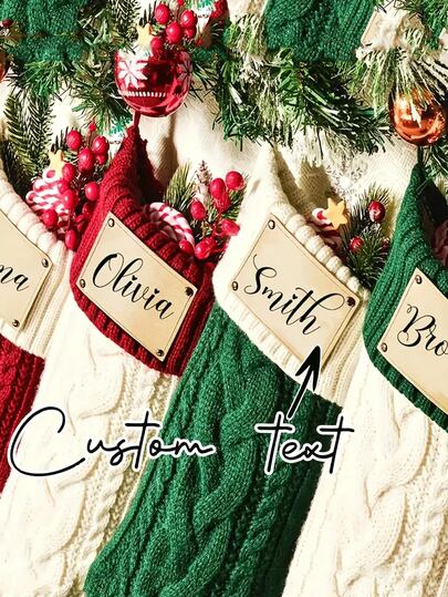 Personalized Christmas Stockings - Customized Family Name - Elegant Calligraphy Font - Green/Red/White Color Options - Durable Knitted Fabric - Tree Hanging Loop - Christmas Gift, Holiday Decor, Cozy Home, Knitted Texture, Premium Craftsmanship, Great Gift