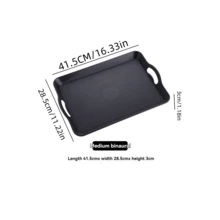 1 pezzo Vassoio rettangolare in finitura legno, piatto da hotel e ristorante, piatto da portata in plastica con doppia maniglia per uso commerciale