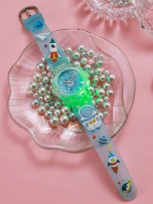 1 件 3D 可爱独角兽硅胶夜光石英手表，适合校园、生日、万圣节、返校 - 藍色 - 查看 3