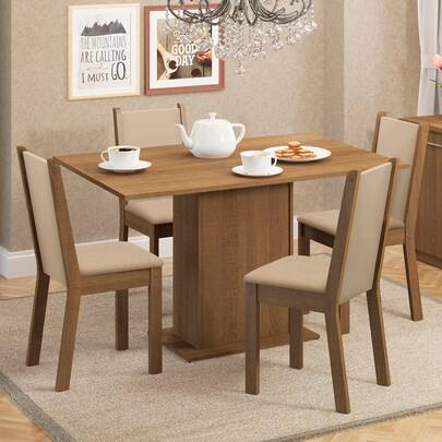  Juego de comedor Madesa Talita con mesa y 4 sillas color marrón, muebles para comedor hogar, diseño moderno y funcional, ideal para familias, fácil de armar y mantener