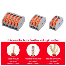 20 件/54 件杠杆线连接器，DIY 快速线连接器 (28-12 AWG)，迷你快速线连接器，2/3/5 端口推入式电气连接端子，插入式连接端子块，适用于 0.4-4.0mm 线径，无需胶带捆绑，快速连接 - 彩色 - 查看 7
