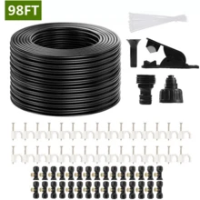 Misting Cooling System 98ft (30m) Misting Line + 30 Brass Mist Nozzles,Water Mister For Outside Patio Cooling, Kids Pets Water Playing, For Patio, Garden, Greenhouse, Pasture, Fan, Canopy, Pool Porch - Black - View 3