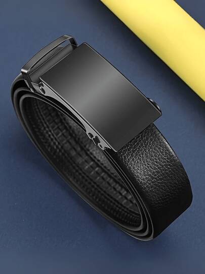 Cinto Masculino de Couro com Fivela Automática De Catraca Metálica – Casual e Funcional para Estudantes e Uso Diário KITS 1/2/