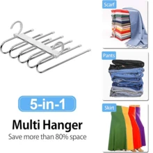 2 Pcs Space Saving Multipurpose Hangers, Plastic Wardrobe Storage Rack, Multifunctional Non-Slip Wardrobe Pants Rack, Portable Foldable Hanger, S-Shaped Pants Rack, Wardrobe Hanger Storage Rack With Hooks For Pants And Leggings, Antique Style For Wardrobe Storage, Travel Essential - Silver - View 4