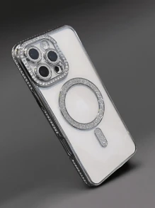 全新奢华时尚闪钻透明手机壳适用于 16 15 14 Plus 13 12 11 Pro Max 磁性无线充电后盖