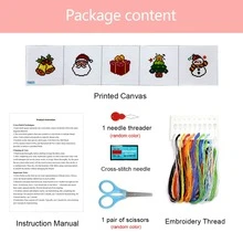 1 Set Christmas Cross Stitch Postcard DIY Kit, 5 Cards Included With Fabric/Thread/Needle, Multiple Pattern Options, 11CT Middle Grid, Pendant, Gift, Wall Decor