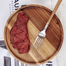 1 Peça Bandeja de Estilo Rústico de Madeira de Mimosa - Cesta de Armazenamento Redonda de Madeira, Adequada para Lanches, Frutas e Sobremesas | Organizador de Cozinha e Acessório de Decoração para Sala de Jantar