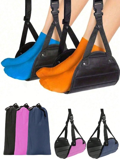 Travel Hanging Footrest - Plane Foot Hammock (Includes Storage Bag), Adjustable Height Portable Travel Accessory, Suitable For Airplanes, Trains, Offices, Travel Essentials, Fitness Camping Vacation Gear. Plane Footrest Made Of Premium Foam, Portable Travel Flight Footrest With Adjustable Height, Travel Accessory Head/Footrest Hammock.