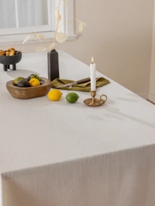 1 pieza/2 piezas Mantel de estilo vintage, tono crema francés claro, mantel de mesa de comedor de lino minimalista japonés - Multicolor - Ver 9