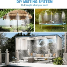 Misting Cooling System 98ft (30m) Misting Line + 30 Brass Mist Nozzles,Water Mister For Outside Patio Cooling, Kids Pets Water Playing, For Patio, Garden, Greenhouse, Pasture, Fan, Canopy, Pool Porch - Black - View 8