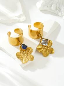 Anillos de flor gran tamaño de acero inoxidable elegantes de color dorado para mujer, nuevos anillos abiertos de joyería de dedo, regalo para boda, ella, punk, San Valentín, mamá, madre, Día de la Madre
