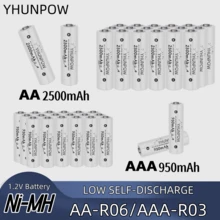 YHUNPOW - Rechargeable Ni-MH Batteries, 1.2V, AA 2500mAh/AAA 950mAh Options, Suitable For Remote Controls, Toy Cars, Game Controllers, And More - AA - View 8