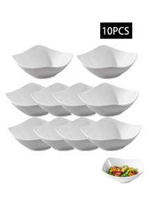 2/4/6/8/10pcs Plastic Bowl Set, Suitable For Fruit Salad, Sauce, Dessert, Etc. - White - View 6