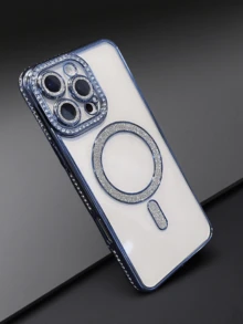 全新奢华时尚闪钻透明手机壳适用于 16 15 14 Plus 13 12 11 Pro Max 磁性无线充电后盖