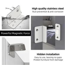Magnetic Door Catch, Magnetic Cabinet Door Adhesive Patch, Invisible Drill-Free Sliding Door Wardrobe Catch