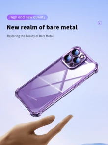 1个奢华电镀透明手机壳，兼容 17/6/7/8/X/XS/XR/11/12/13/14/15/16/16e、Galaxy S22/23/24/25/S24 FE/S25 EDGE、A04/05/06/A07/A17/A14/A15/A16/A24/A25/A34、Redmi Note 9/10/11/12/13、Redmi 9/10/12/13C 14C、OPPO、MOTO、荣耀X、HW、Realme C53 C55 C61 C63 C65 C75 Pro Max Plus，防震透明双层TPU手机壳 - 紫色 - 查看 4