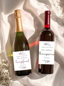 Custom Waterproof Personalized Wine Bottle Labels - Suitable For Weddings, Bridal Showers, Newlyweds, Couples, Special Events And Holiday Parties. Bridesmaid Champagne Labels, Maid Of Honor Labels, Wedding Party Invitation Labels, Mini Or Full-Size Modern Bridesmaid Proposal Labels, "Be My Bridesmaid" Gift Box Ideas, Thanksgiving, Christmas, New Year Gifts - EngagedB - View 5