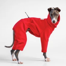 Thermal-Lined Christmas Red Dog , Warm Autumn/Winter Jumpsuit For Small/Medium Dogs, Protects Belly & Legs, Soft & Cozy Material, Suitable For Poodles, Whippets, Beagles In Autumn/Winter - Red - View 6