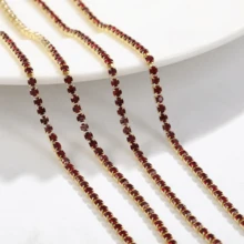 1m/5m (39.37in/196.85in) Colorful Rhinestone Chain, Crystal Rhinestone Dense Chain, Gold Base Copper Claw Hand-Sewn Embroidery Trim, DIY Clothing, Wedding Dress Decoration, Glass Rhinestone Jewelry Accessories, Multiple Colors Available - Multicolor - View 13