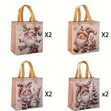 16 Stück Vintage Weihnachtsgeschenktüten - Weihnachtsmann, Rentier, Schneeflocken - beige & braun Feiertags Party Geschenke, Vlies-Tragetaschen für Weihnachten, Hochzeiten, Geburtstage - elegante Feiertags Verpackungsdekoration, saisonale Feiern, festliche Illustrationen, stabile Griffe, Hochzeitsplaner (1/8/16 Stück) Weihnachten Weihnachtsdekoration Weihnachtspyjamas Weihnachtsgeschenke Weihnachtsdekoration