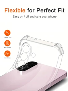 5 Stück Handyhülle Set, inklusive 4 Stück kratzfeste gehärtete Glas Bildschirmschutzfolien und 1 Stück transparente Airbag Sturzsichere Hülle, Bildschirmschutz Essentials für Alltag, Büro, Zuhause, wasserdicht, stoßfest, kratzfest