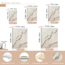 Bộ 3 tranh nghệ thuật treo tường hiện đại, tranh trừu tượng, họa tiết lượn sóng, tông màu đất, tranh dập nổi tối giản, màu trắng tinh khiết, phong cách nhà nông thôn, sóng trắng, có hoặc không khung, trang trí phòng, trang trí nhà cửa, trang trí ký túc xá sinh viên, khách sạn, nhà ở, phòng khách, phòng ngủ, phòng tắm và văn phòng. Quà tặng trang trí tường - Nhiều màu - Xem 9