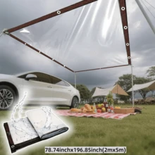 High-Quality Waterproof Car Side Awning Curtain, Convenient Installation And Storage, Essential For Outdoor Use In Extreme Weather - Transparent - View 13
