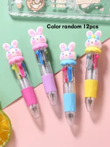Set de 12 bolígrafos retráctiles de unicornio - Tonos coloridos, pastel, con detalles brillantes, punta media, material de plástico, ideal para papelería y manualidades, diseño novedoso, adecuado para útiles escolares, esencial para volver a la escuela - Multicolor - Ver 12