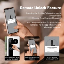 قفل الباب الذكي Wifi Tuya ، قفل الباب بالبصمة قفل دخول بدون مفتاح ، قفل ذكي للباب الأمامي بالبصمة الحيوية ، تطبيق مجاني ، مشاركة المفتاح الإلكتروني وبطاقة IC (فضي) - الأسود - مشاهدة 5