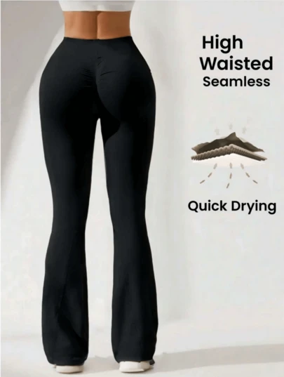 Anivas pantalones acampanados sin costura ajustados de punto para mujer, deportivo, modernos y versátiles
