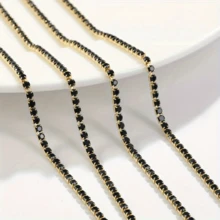 1m/5m (39.37in/196.85in) Colorful Rhinestone Chain, Crystal Rhinestone Dense Chain, Gold Base Copper Claw Hand-Sewn Embroidery Trim, DIY Clothing, Wedding Dress Decoration, Glass Rhinestone Jewelry Accessories, Multiple Colors Available - Multicolor - View 21
