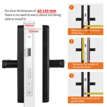 قفل الباب الذكي Wifi Tuya ، قفل الباب بالبصمة قفل دخول بدون مفتاح ، قفل ذكي للباب الأمامي بالبصمة الحيوية ، تطبيق مجاني ، مشاركة المفتاح الإلكتروني وبطاقة IC (فضي) - الأسود - مشاهدة 10