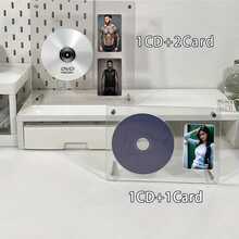 Marco de fotos de disco CD, soporte de exhibición de acrílico HD, caja de almacenamiento de polvo de pequeña tarjeta de álbum de registro, soporte de exhibición de tarjeta de foto de álbum de ídolo, marco de fotos, decoración de álbum transparente de acrílico, gran regalo, decoración de hogar y habitación de mesa