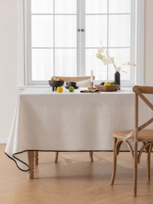 1 pieza/2 piezas Mantel de estilo vintage, tono crema francés claro, mantel de mesa de comedor de lino minimalista japonés - Multicolor - Ver 1