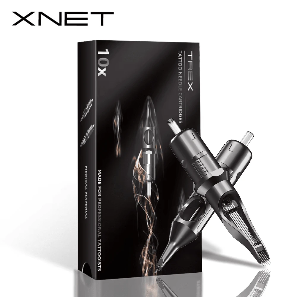 XNET 10支/盒 0.35mm 合金纹身针头 Rl Rs Rm M1系列圆形针头 一次性消毒 适用于机器 眉毛 眼线 永久化妆 - 淺灰色 - 查看 1